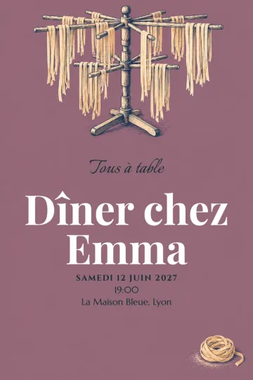 Invitation avec le modèle Pâtes suspendues