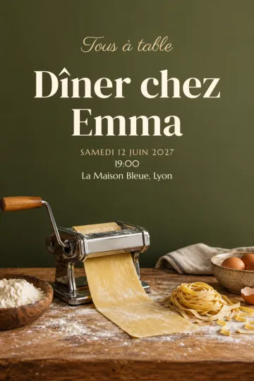 Invitation avec le modèle Atelier pâtes