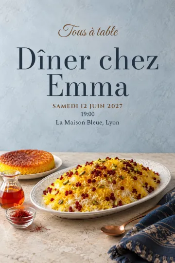 Invitation avec le modèle Festin persan au safran