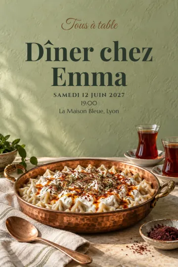 Invitation avec le modèle Manti turcs