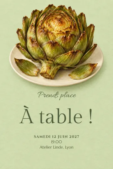 Invitation avec le modèle Du vert à table
