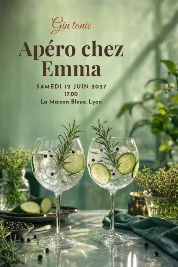 Invitation avec le modèle Gin au jardin