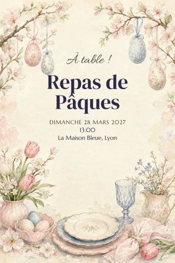 Invitation avec le modèle Table de printemps