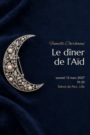 Invitation Fêtes de l’année, modèle Broche croissant en filigrane