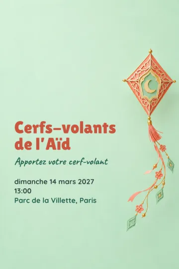 Invitation Fêtes de l’année, modèle Cerf-volant de papier