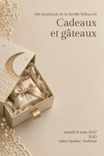 Invitation Fêtes de l’année, modèle Tiroir au croissant de lune