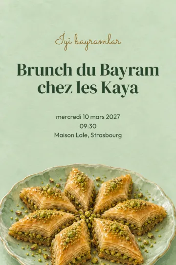 Invitation Fêtes de l’année, modèle Éventail de baklava