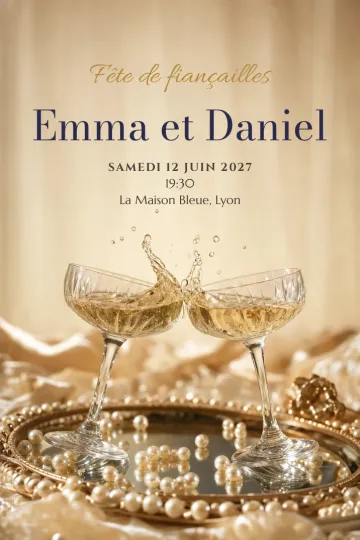 Invitation avec le modèle Baiser champagne