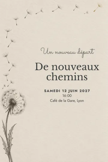 Invitation avec le modèle Place à un nouveau départ