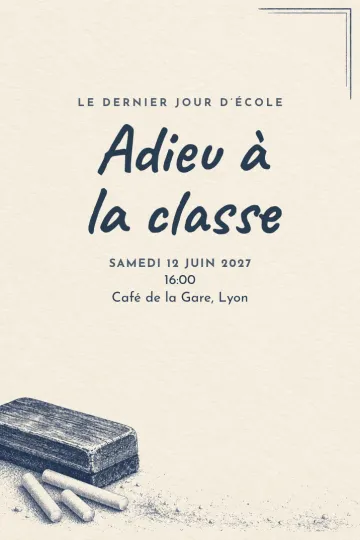 Invitation avec le modèle Le dernier jour d'école