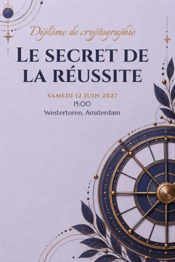 Invitation avec le modèle Diplôme de cryptographie