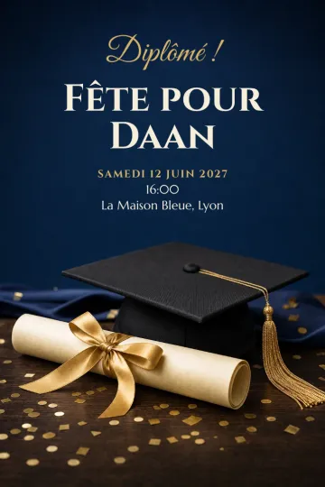 Invitation avec le modèle Diplôme doré