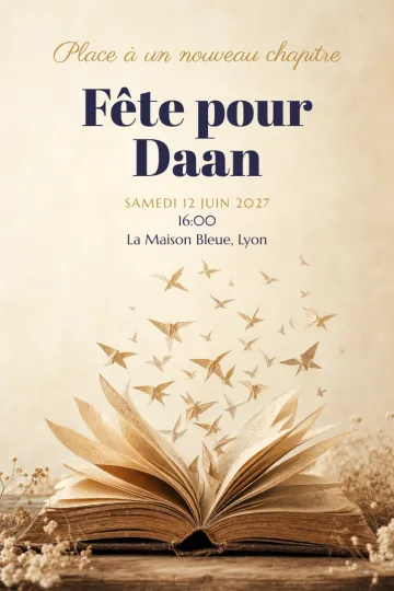 Invitation avec le modèle Nouveau chapitre
