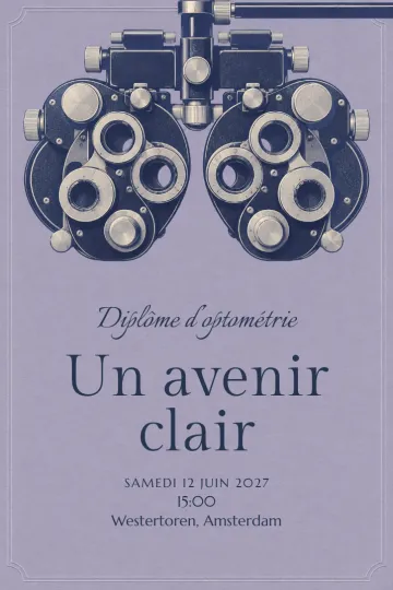 Invitation avec le modèle Diplôme d’optométrie