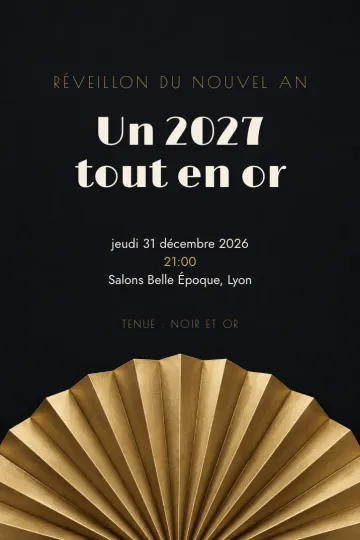 Invitation Fêtes de l’année, modèle Éventail doré