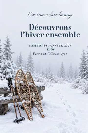 Invitation avec le modèle Des traces dans la neige