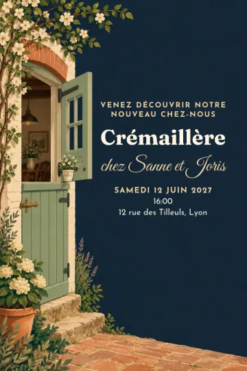 Invitation avec le modèle Notre porte est entrouverte