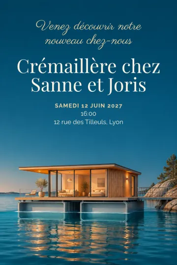 Invitation avec le modèle Notre maison flotte