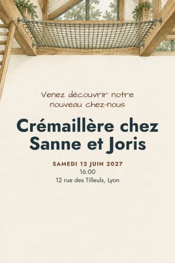 Invitation avec le modèle Filet suspendu