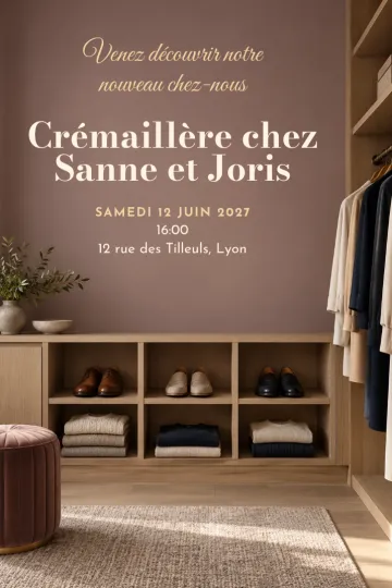 Invitation avec le modèle Nouveau dressing