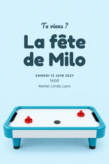 Invitation avec le modèle Fête air hockey