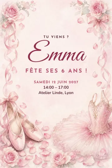 Invitation avec le modèle Fête ballet
