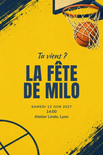 Invitation avec le modèle Fête basket