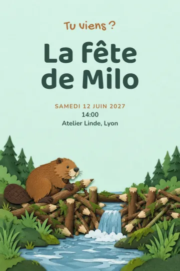 Invitation avec le modèle Bâtisseurs castors