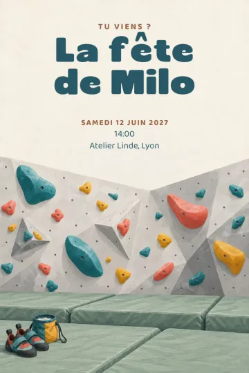 Invitation avec le modèle Fête escalade