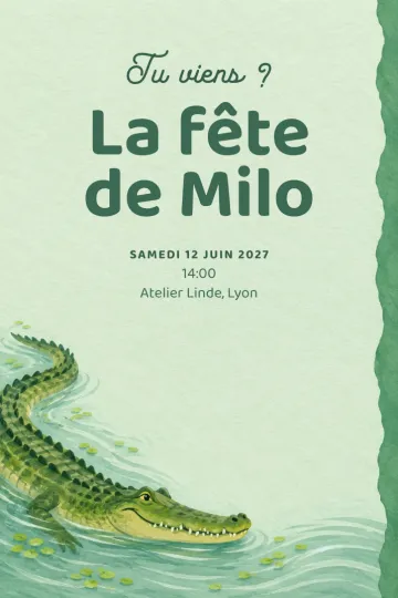 Invitation avec le modèle Rivière crocodile