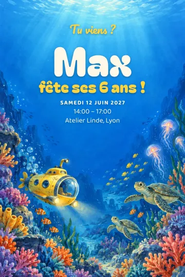 Invitation avec le modèle Expédition sous-marine