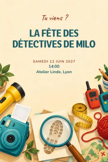 Invitation avec le modèle Agence de détectives