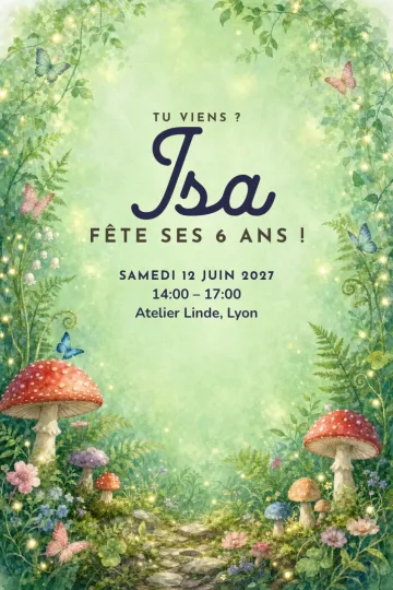 Invitation avec le modèle Forêt des fées