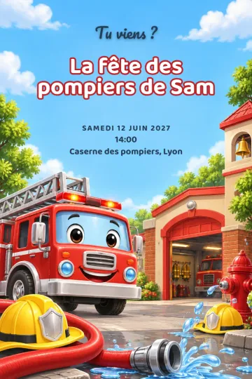 Invitation avec le modèle Caserne de pompiers