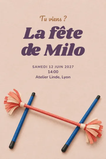 Invitation avec le modèle Fais danser le bâton