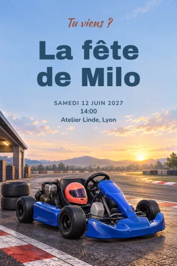 Invitation avec le modèle Fête karting