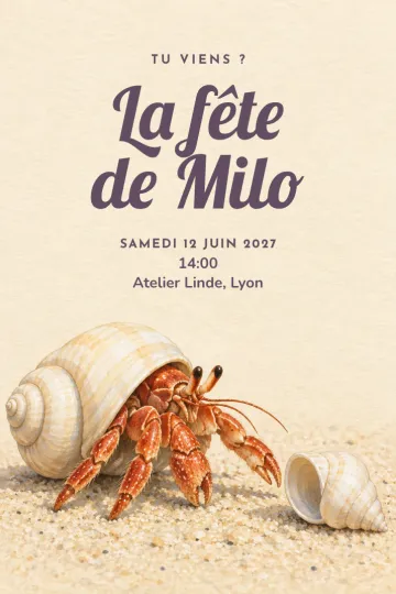 Invitation avec le modèle Choisir sa coquille