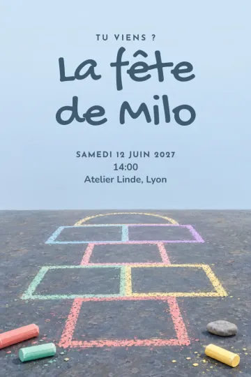 Invitation avec le modèle Marelle à la craie
