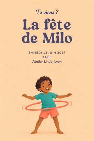 Invitation avec le modèle Fête hula hoop