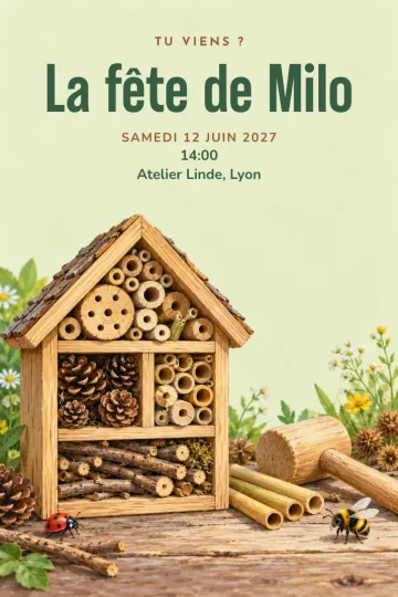 Invitation avec le modèle Hôtel à insectes