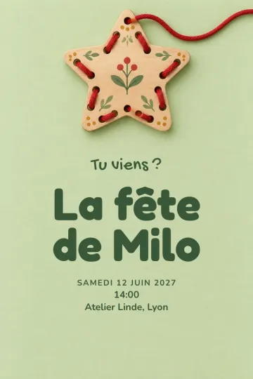 Invitation avec le modèle Étoile à lacer