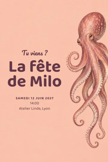 Invitation avec le modèle Huit bras tout doux
