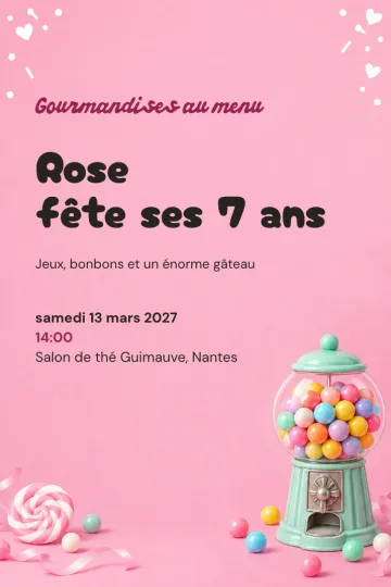 Invitation Anniversaire enfant, modèle Distributeur de chewing-gums