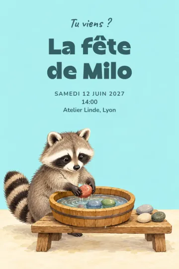 Invitation avec le modèle Atelier raton laveur