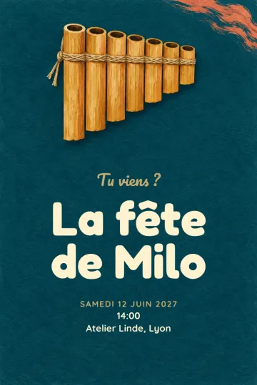 Invitation avec le modèle Fête flûte de Pan