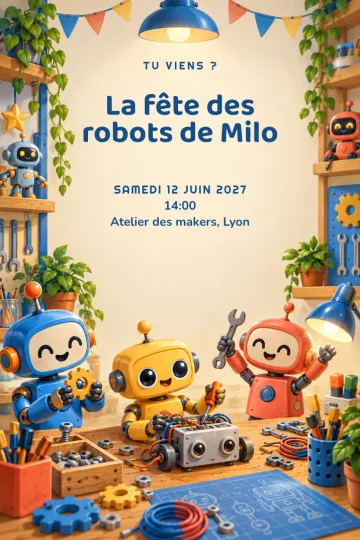 Invitation avec le modèle Atelier de robots