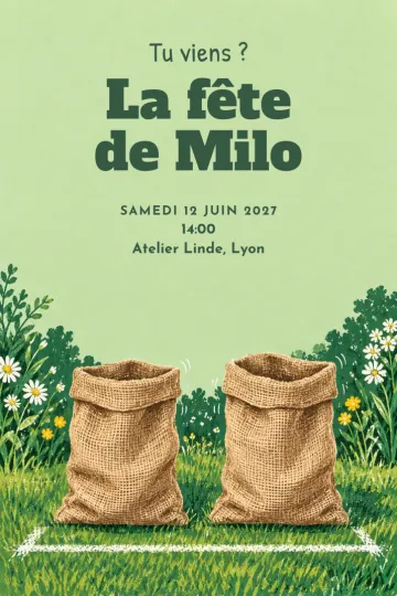 Invitation avec le modèle Course en sac