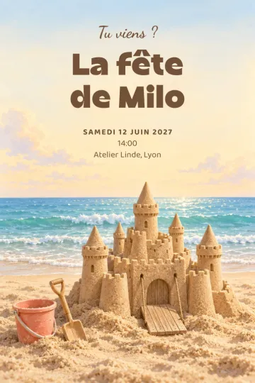 Invitation avec le modèle Châteaux de sable