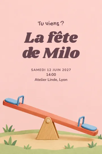Invitation avec le modèle Fête balançoire