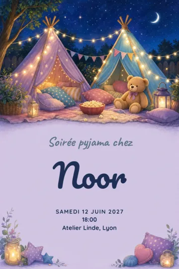 Invitation avec le modèle Soirée pyjama